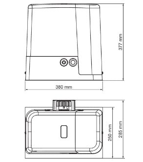 Kích thước Motor cổng lùa Forteco V2 Domotic Love