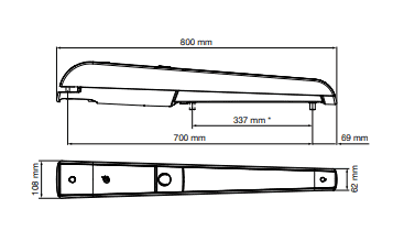 kích thước Motor cổng tay đòn AXIL V2 Domotic Love Ý 