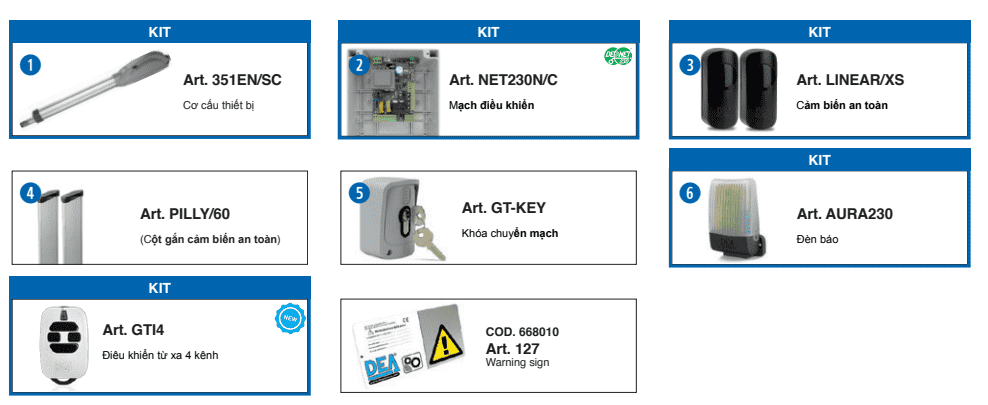 Kit lắp đặt Cổng tự động tay đòn Look Dea Ý