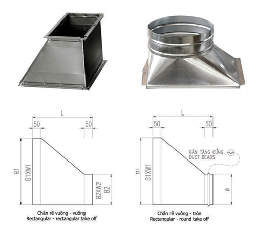 chân rẽ ống gió