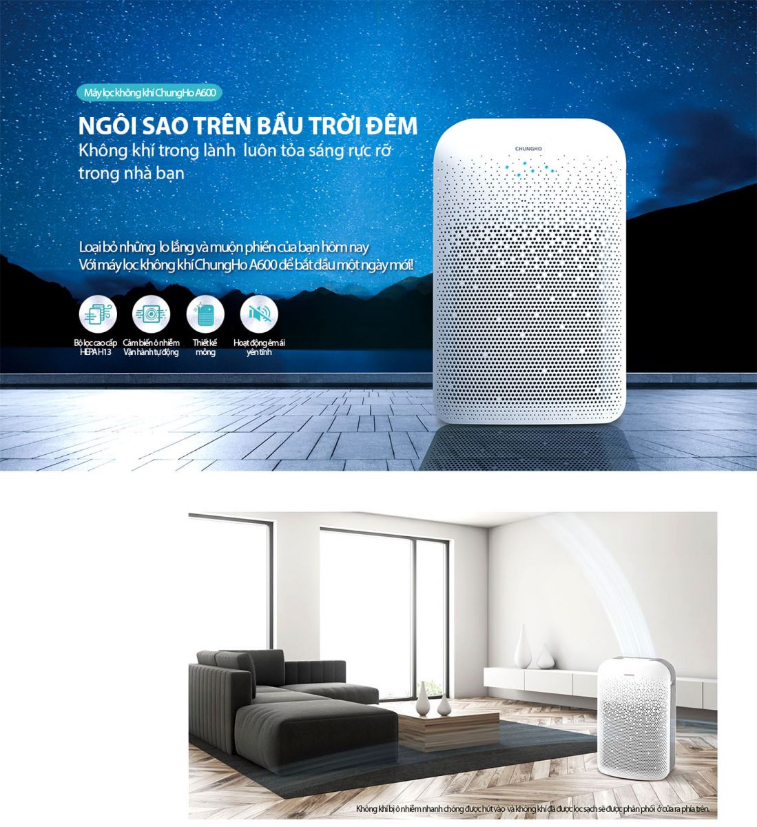 Máy lọc không khí ChungHo Iguassu A600 chính hãng