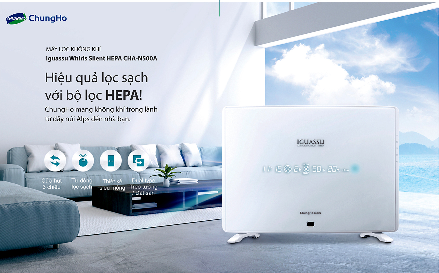 Máy lọc không khí ChungHo Whirls Silent HEPA cao cấp