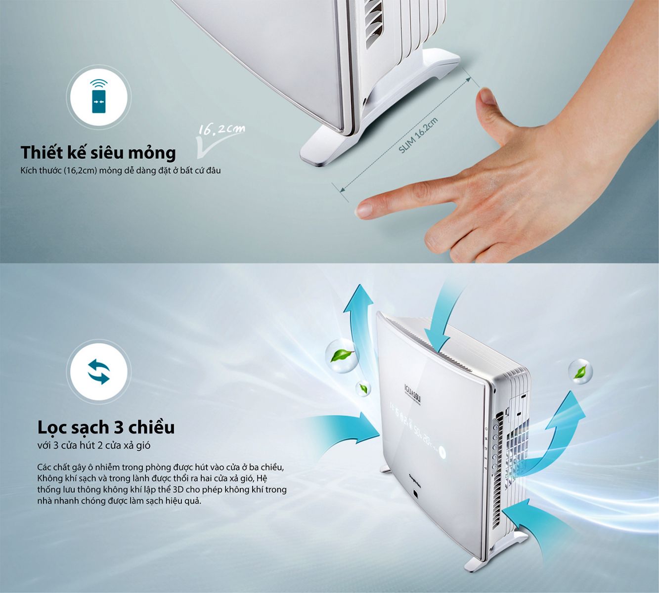 Máy lọc không khí ChungHo Whirls Silent HEPA thông minh