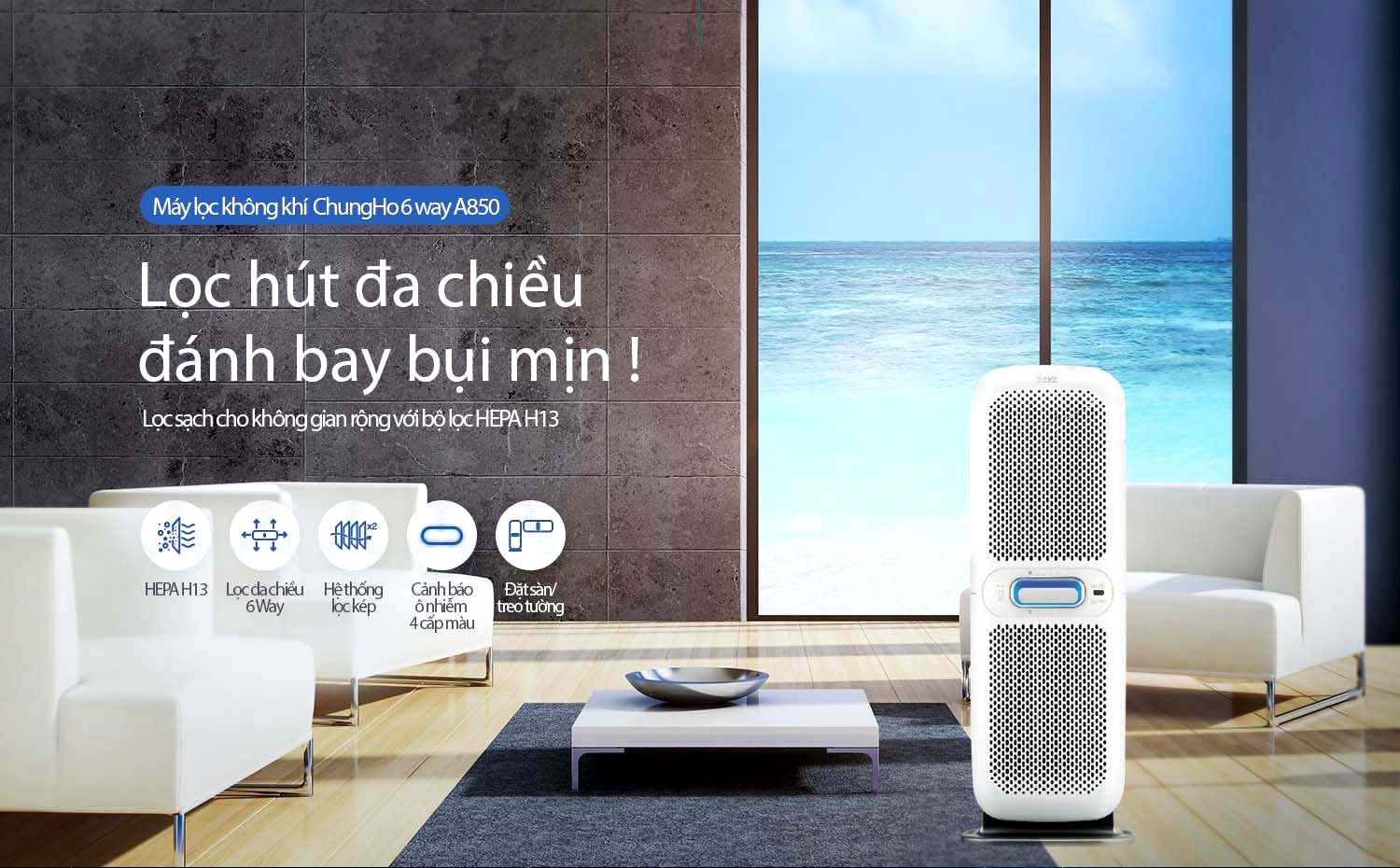 tính năng Máy lọc không khí ChungHo 6-Way ULPA A850